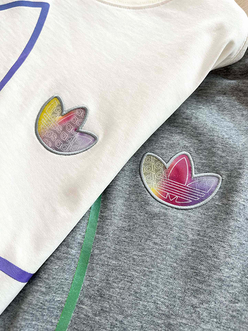アディダス 偽の2枚のグラデーションパターンカップル半袖Tシャツ