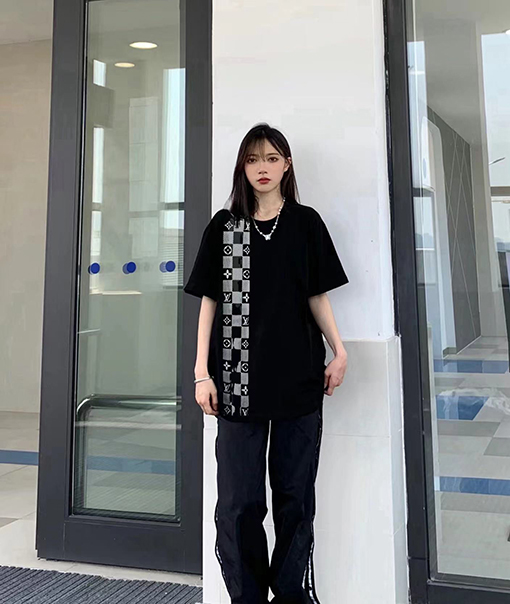 ルイヴィトン  スチールプリントバックロゴプリント半袖Tシャツ