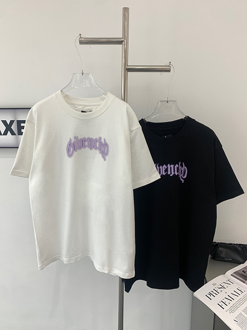 ジバンシイスーパーコピー 新しい文字反射ライトニングプリント半袖Tシャツ