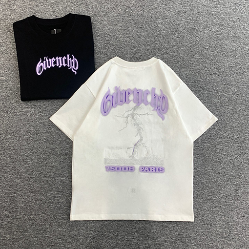 ジバンシイスーパーコピー  新しい文字反射ライトニングプリント半袖Tシャツ