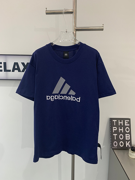 Balenciaga X Adidas 胸のクラシックロゴプリント半袖Tシャツ