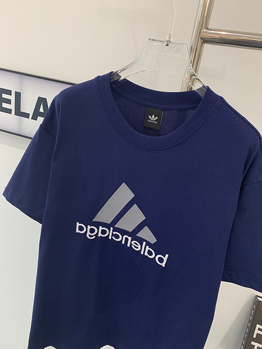 Balenciaga X Adidas 胸のクラシックロゴプリント半袖Tシャツ