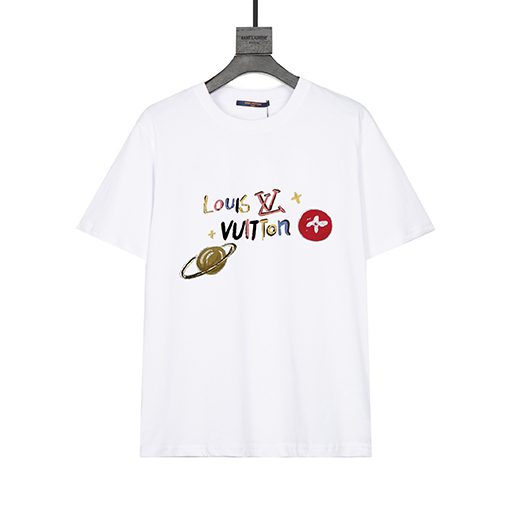 ルイヴィトンコピー ファッションクルーネックプリント半袖Tシャツ
