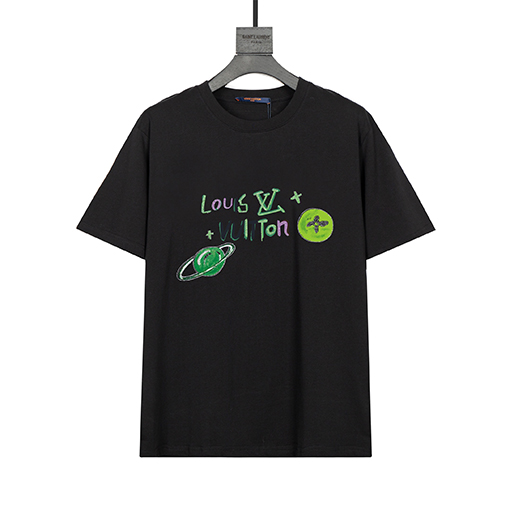 ルイヴィトンコピー ファッションクルーネックプリント半袖Tシャツ