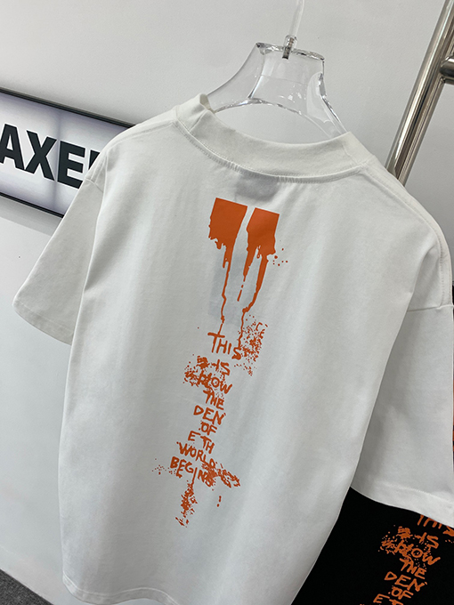 バレンシアガ 新しいオレンジ色のロゴ発泡前後に印刷された涙の鬼符半袖Tシャツ