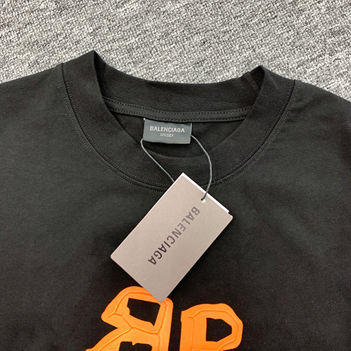 バレンシアガ  新しいオレンジ色のロゴ発泡前後に印刷された涙の鬼符半袖Tシャツ