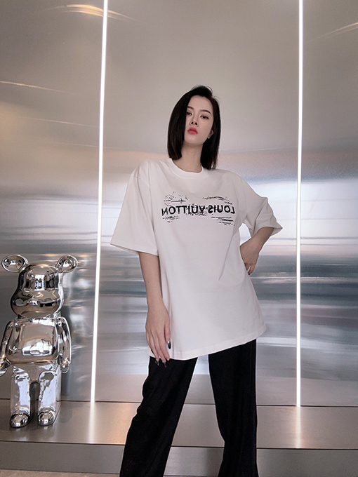 ルイヴィトン アルファベットの落書きプリント半袖Tシャツ