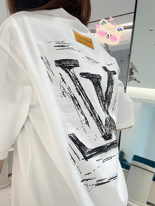 ルイヴィトン アルファベットの落書きプリント半袖Tシャツ