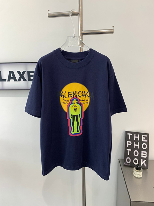 バレンシアガ アニメキャラクター落書きアルファベット半袖Tシャツ