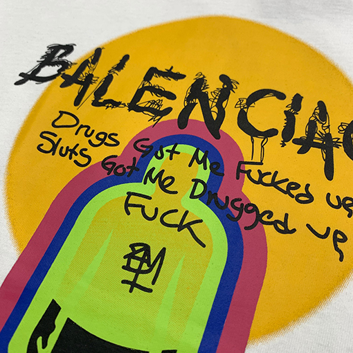 バレンシアガ アニメキャラクター落書きアルファベット半袖Tシャツ