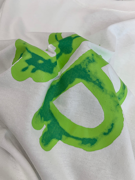 バレンシアガ グリーンダブルBロック前後プリント半袖Tシャツ