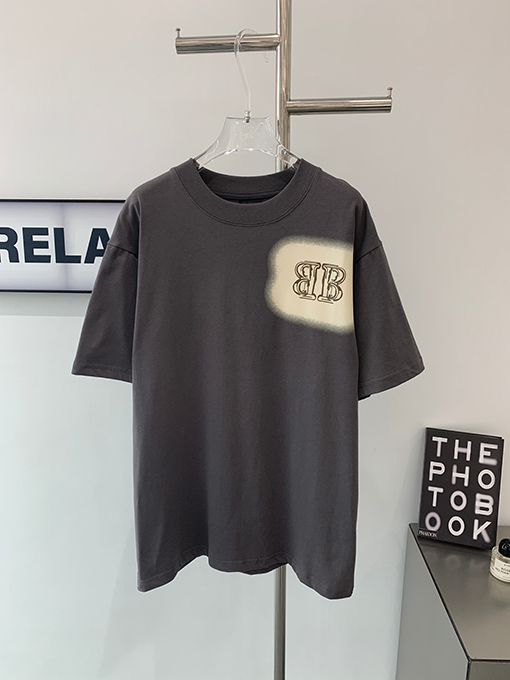 バレンシアガスーパーコピー  ダブルBロック前後プリント半袖Tシャツ
