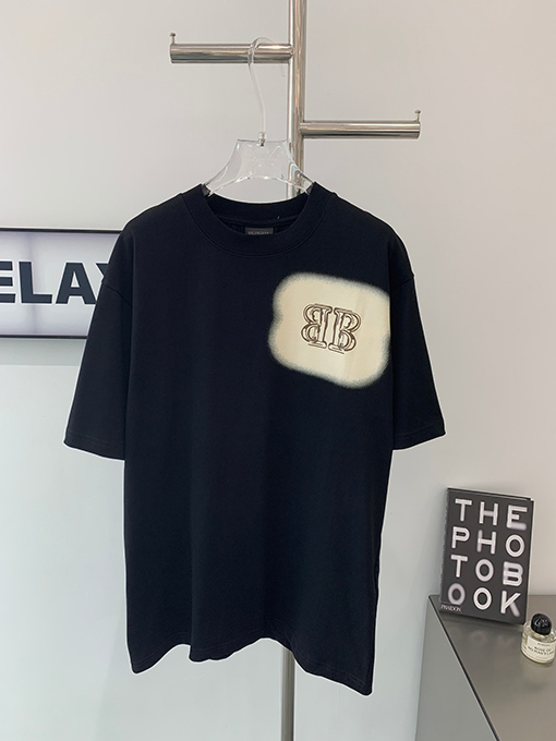 バレンシアガスーパーコピー  ダブルBロック前後プリント半袖Tシャツ