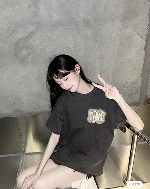 バレンシアガスーパーコピー  ダブルBロック前後プリント半袖Tシャツ