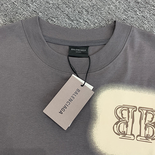 バレンシアガスーパーコピー  ダブルBロック前後プリント半袖Tシャツ