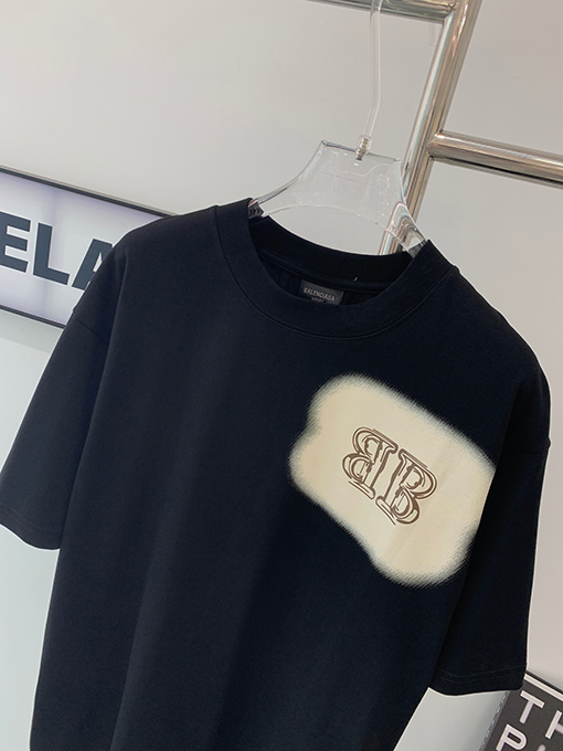 バレンシアガスーパーコピー  ダブルBロック前後プリント半袖Tシャツ