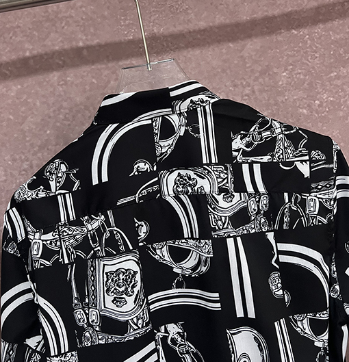 エルメスコピー  新しいフルプリントカラーパターンデジタルプリント長袖シャツ