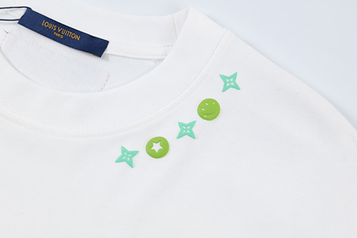 ルイヴィトンスーパーコピー 新しいファッションプリントロゴラウンドネック半袖Tシャツ