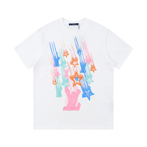 ルイヴィトン  新しいファッションプリントロゴラウンドネック半袖Tシャツ