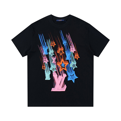 ルイヴィトン  新しいファッションプリントロゴラウンドネック半袖Tシャツ