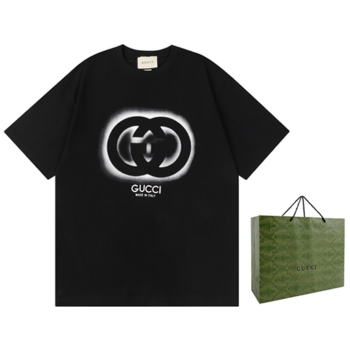 グッチ 新しいカジュアルなゆったりとした綿の襟の半袖tシャツ