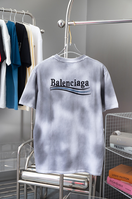 バレンシアガ 新しいクラシックコーラアルファベットロゴパターン刺繍半袖Tシャツ