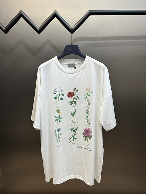 ディオール 植物ロゴ標本プリント半袖Tシャツ