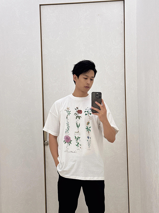 ディオール 植物ロゴ標本プリント半袖Tシャツ
