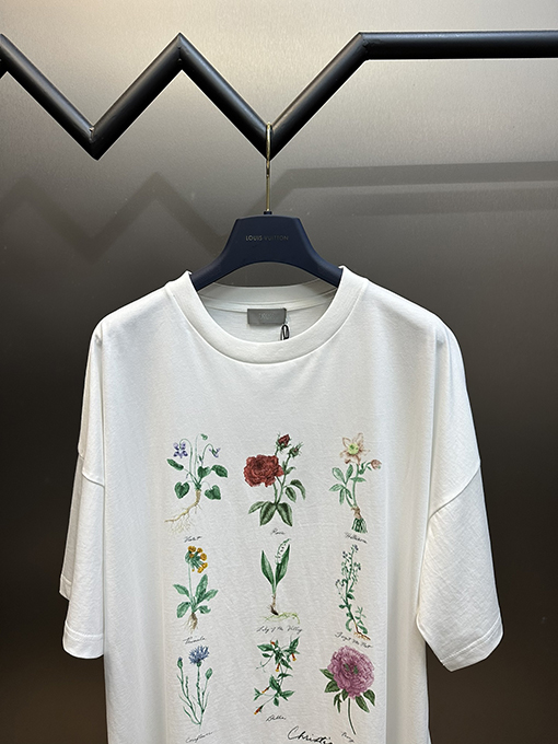 ディオール 植物ロゴ標本プリント半袖Tシャツ