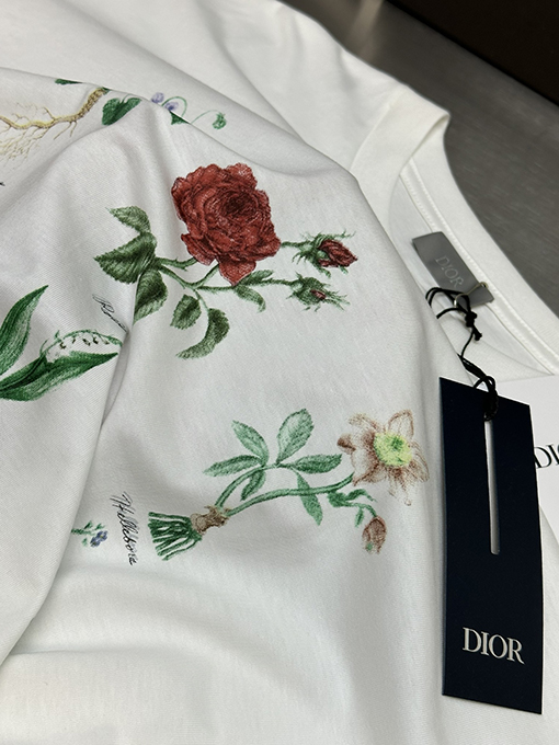 ディオール   植物ロゴ標本プリント半袖Tシャツ