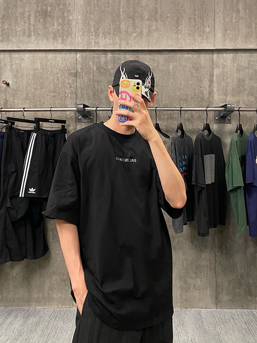 バレンシアガ   文字ホットドリル半袖Tシャツ