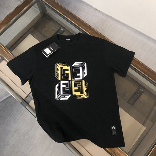 フェンディコピー  刺繍ロゴデザイン半袖Tシャツ