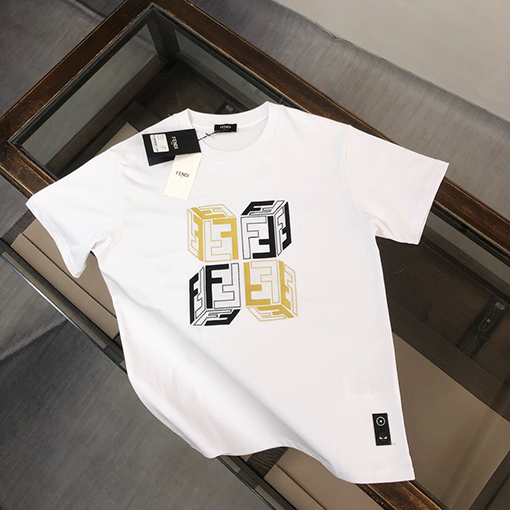 フェンディコピー  刺繍ロゴデザイン半袖Tシャツ