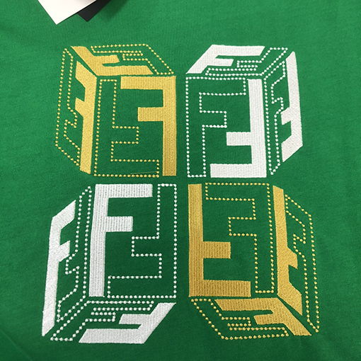 フェンディコピー  刺繍ロゴデザイン半袖Tシャツ