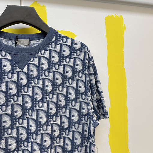 ディオールスーパーコピー タオル刺繍平織りニット生地半袖Tシャツ