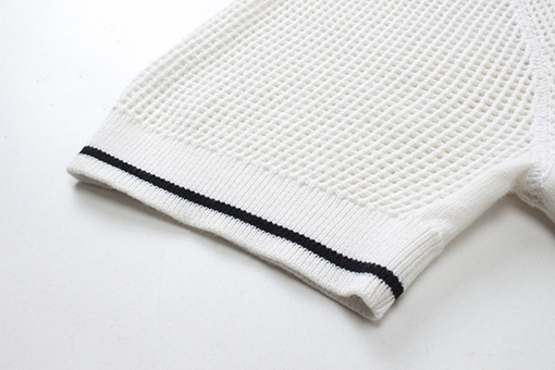 プラダ  新しい刺繍シルクコットンブレンドメッシュカットニットコットンラペル半袖ポロシャツ