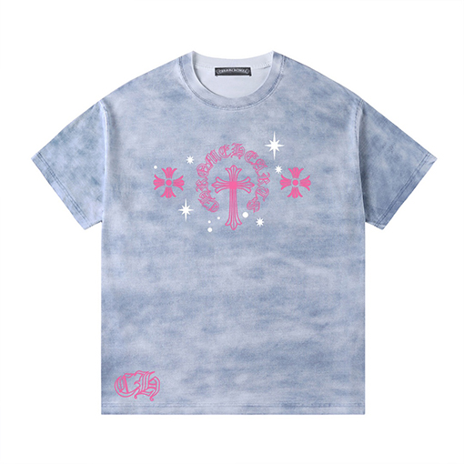 クロムハーツ 新しいウォッシュファッションラウンドネック半袖Tシャツ