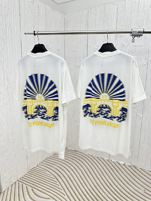 ルイヴィトン 新しいピクセルレンダリング融合ジャカード半袖Tシャツ