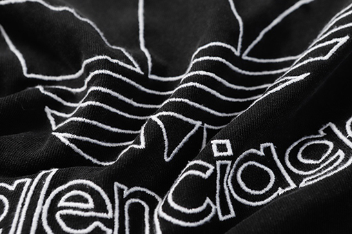 Balenciaga X Adidas アルファベット刺繍ロゴウォッシュブラック半袖Tシャツ