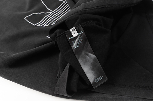 Balenciaga X Adidas  アルファベット刺繍ロゴウォッシュブラック半袖Tシャツ