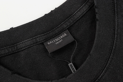 バレンシアガ 白インク直噴デジタルプリント磨耗技術半袖Tシャツ
