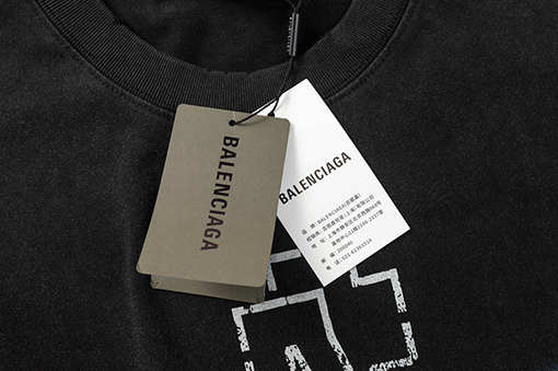 バレンシアガ 白インク直噴デジタルプリント磨耗技術半袖Tシャツ
