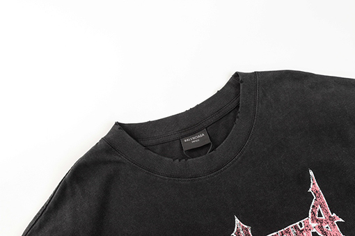 バレンシアガ 新しい鉄塔すり減ったインクジェット落書きプリント半袖Tシャツ