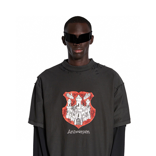 バレンシアガ 城のプリントクラフト半袖Tシャツ