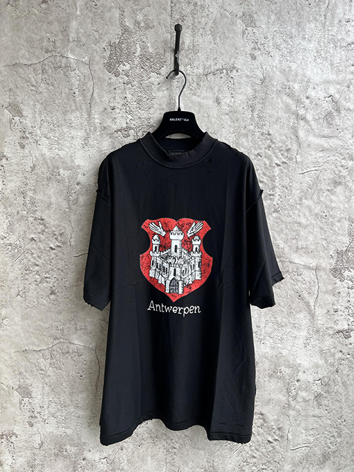 バレンシアガ 城のプリントクラフト半袖Tシャツ