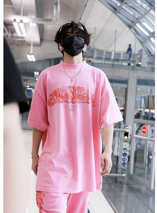 バレンシアガコピー ウォッシュソルトミルヴィンテージプリントトーテムクルーネック半袖Tシャツ