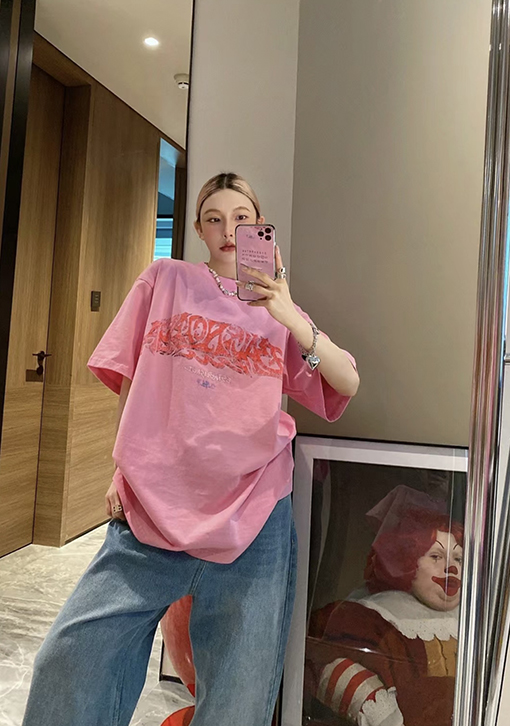 バレンシアガコピー ウォッシュソルトミルヴィンテージプリントトーテムクルーネック半袖Tシャツ