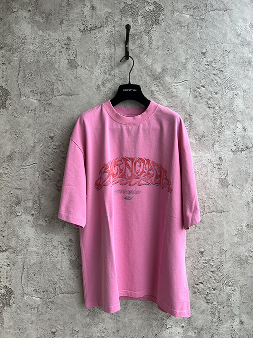 バレンシアガコピー ウォッシュソルトミルヴィンテージプリントトーテムクルーネック半袖Tシャツ