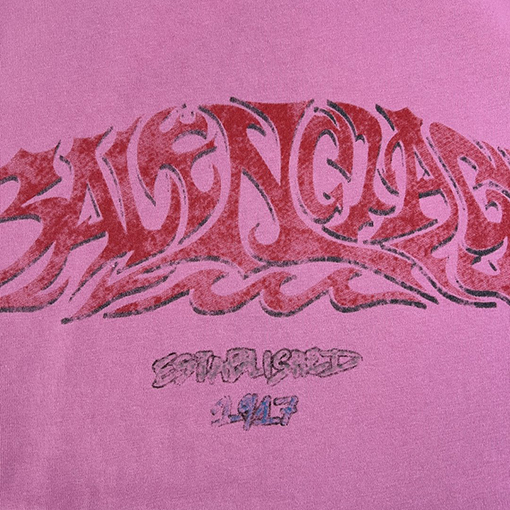 バレンシアガコピー ウォッシュソルトミルヴィンテージプリントトーテムクルーネック半袖Tシャツ