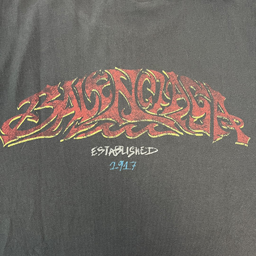 バレンシアガコピー ウォッシュソルトミルヴィンテージプリントトーテムクルーネック半袖Tシャツ